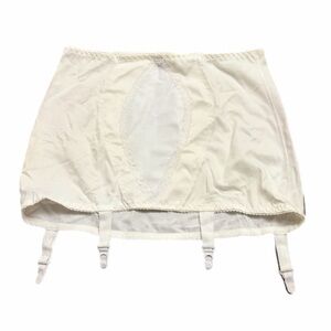 60s/70s European Vintage Damart Lace Trim Shapewear Garter Belt (Ivory) Size S/M